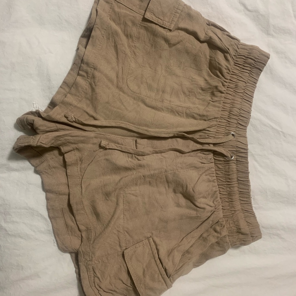 Tan Mini Cargo Shorts